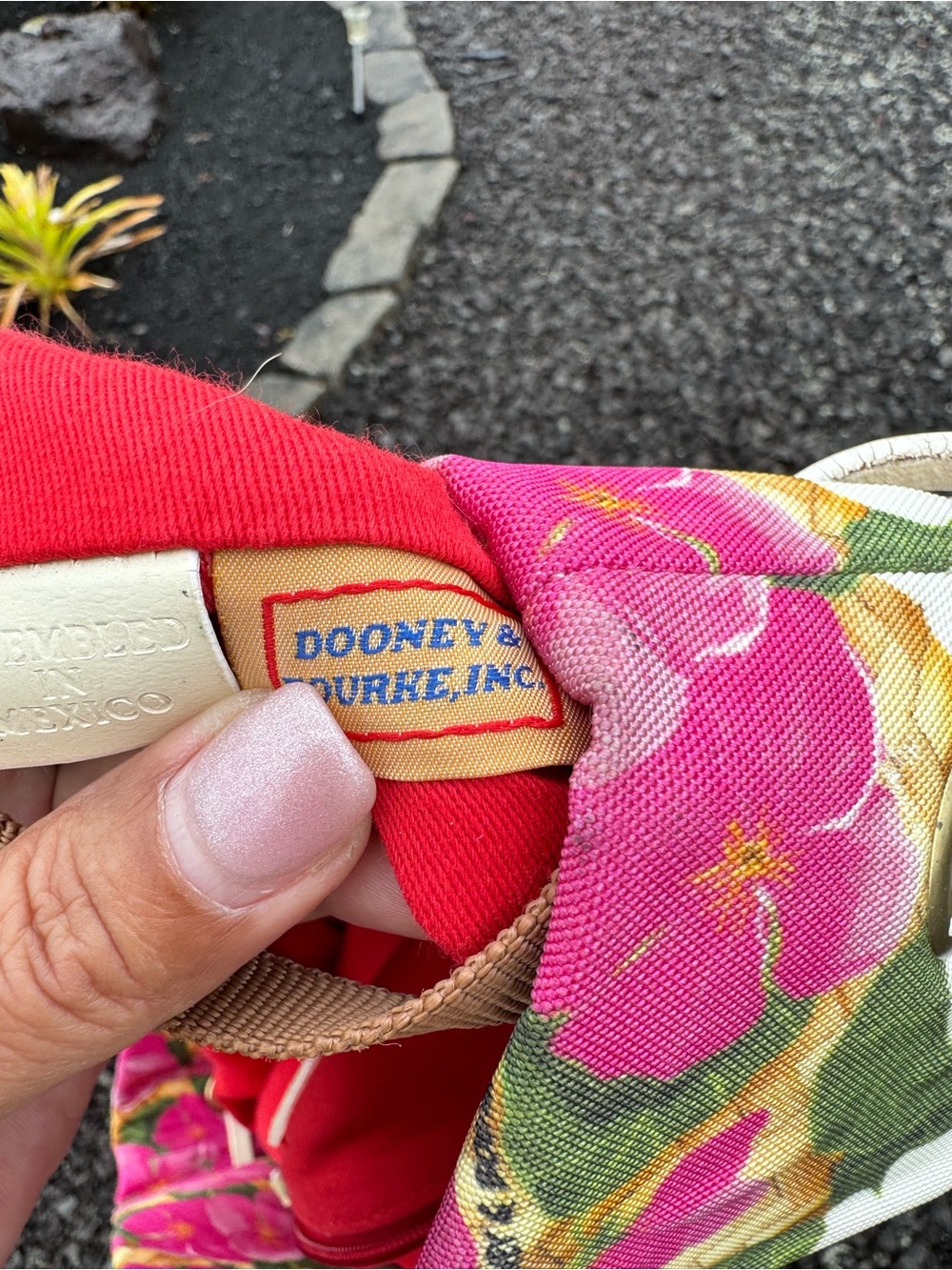 Dooney & Bourke Floral Canvas Tote Bag Braided Leather Handles Tropical Print - Picture 12 of 12